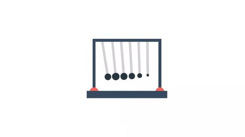 Flat Design Newton's Cradle Physics Animation