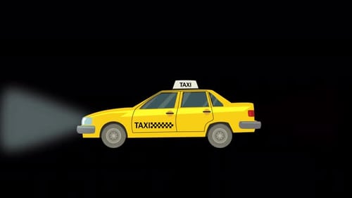 Taxi Car Driving And Stoping Alpha Channel 4K