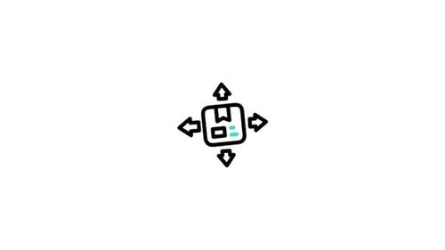 Animated Package Delivery Icon with Expanding Directional Arrows