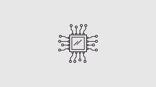 Animated Microchip Sketch to Clean Line Art Icon Reveal