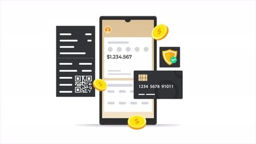 Animated Flat Design Mobile Payment Icons Reveal