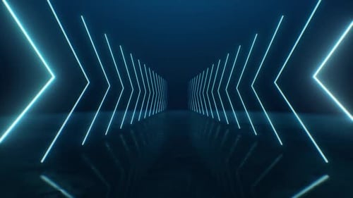 Futuristic Neon Corridor with Zigzag Lights