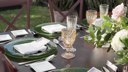 Wedding Table Setting with Floral Arrangement