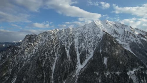 Aerial video of snowy mountains in Tyrol, Austrian Alps, Austria