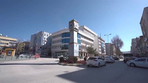 The historical clock tower in the city center of Cankiri 4K