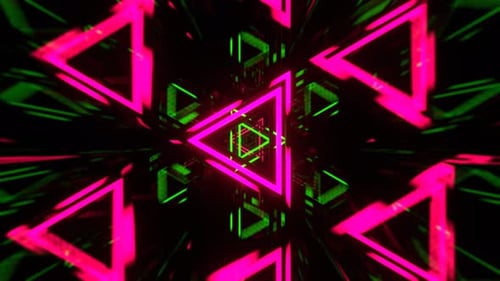 Green And Pink Dynamic Strobe Triangle Tunnel Background Vj Loop I 4K