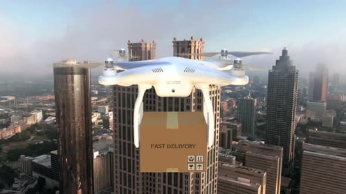Luftlieferung mit Drohne Future Fast Transport Package 4k