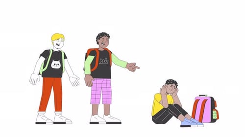 Animated Scene of Young People Bullying a Distressed Peer