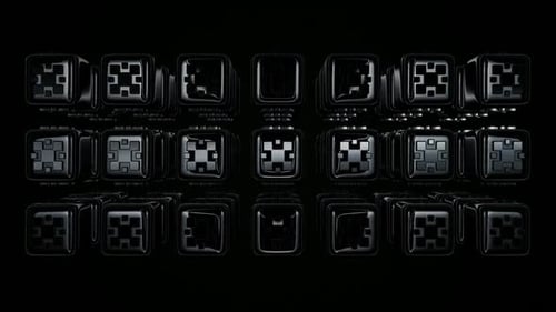 Luxury Background with Rotating Black Cubes, Exclusive, Reflection, 3D Render, Figures