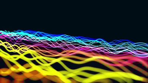 Abstract Digital wave with flowing Particles lines light motion loop Backgrounds Animation. Vd 395