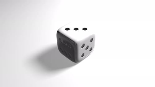 3D Dice Rolling e cai com o número 3 três