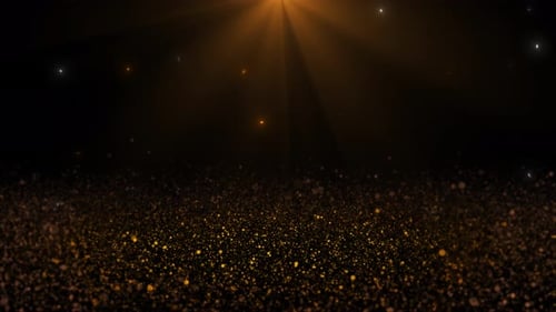 Elegant Golden Particles Background with Spotlight Rays