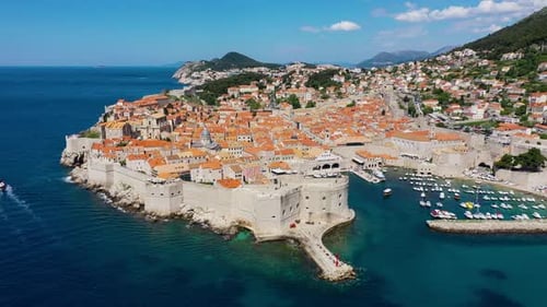 Dubrovnik a city in southern Croatia fronting the Adriatic Sea, Europe. Old city center of famous to