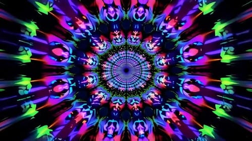 Vibrant Kaleidoscope VJ Loop abstrakte Neon-Mandala-Bewegungstasche