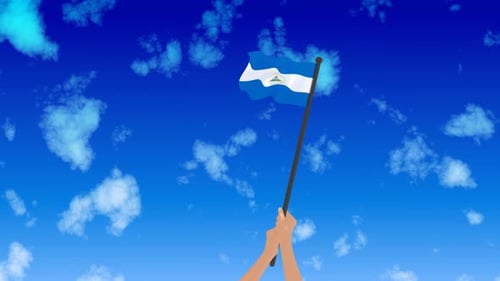 Nicaragua Flag Waving Animation Held by Hands