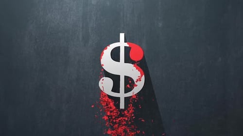 Red Dollar Sign Crumbles to White in Grunge Reveal