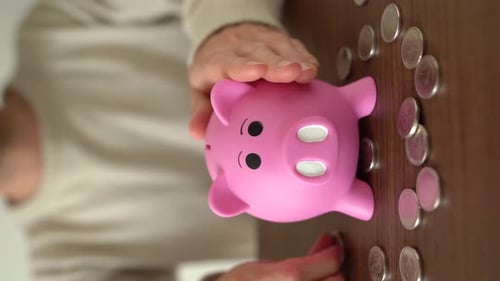 Concept of saving and taking care of the money earned. Vertical shot.