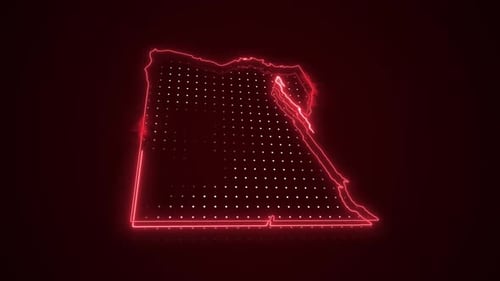 Digital Map of Egypt with Glowing Neon Outline
