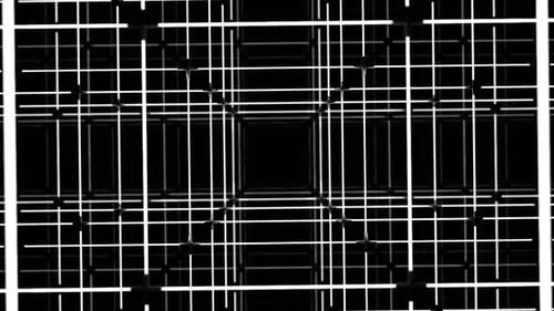 Abstrakte leuchtende bunte geometrische quadratische Hintergrunddesignlinien Endloser rotierender Tunnel