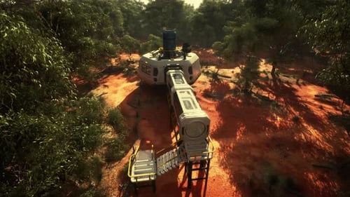 Futuristic Modular Science Outpost in Forest Environment Animation