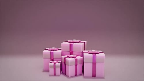 Animated 3D Pink Gift Boxes Drop and Stack