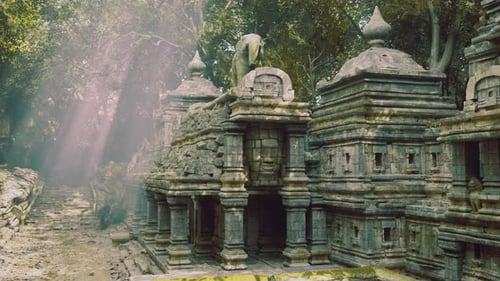 Ruins of an Ancient Temple Complex are Nestled in a Dense Forest