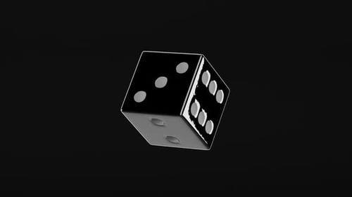 shiny metallic 3d casino dice on black background