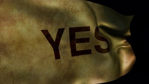 Waving Grunge Flag with 'YES' Text