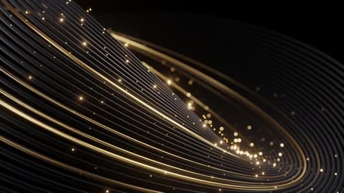 Dynamic Golden Abstract Lines with Shimmering Particle Trails