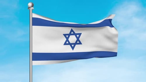 Waving Flag of Israel Against Blue Sky Animation