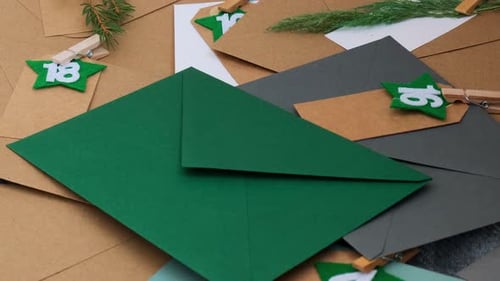 Número en sobres para manualidades, notas con tareas antes de Navidad, papel kraft para mujer