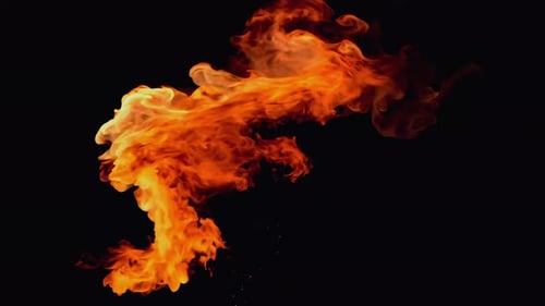 Dynamic Orange Flame on Black Background