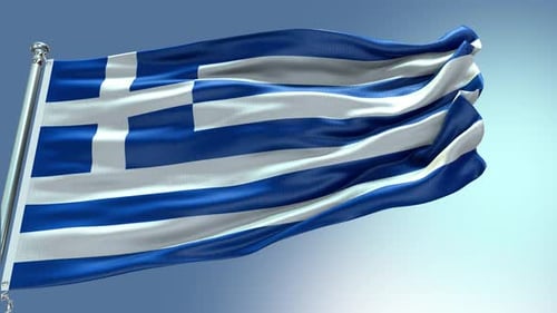 Realistic Waving Greek Flag Loop Animation