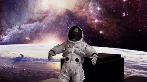 Astronaute dans des éléments de l'espace extra-atmosphérique sur la lune. Zoomez