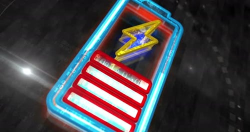 Battery energy charge symbol 3d digital concept loop