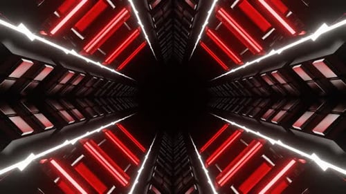 Weißes und rotes Neonlicht, verspiegelte Quadrate, Tunnelhintergrund, VJ Loop in HD