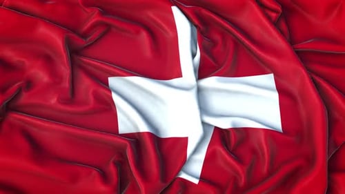 Realistic Swiss Flag Fabric Rippling Motion Graphic