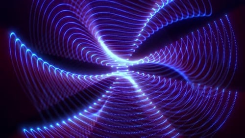 Futuristic rotation of spiral shape emitting bright rays of light, abstract technology