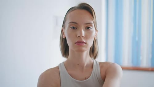 Close up shot of a young adult woman