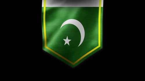 Islamic Green Pennant Banner with Crescent Moon and Star