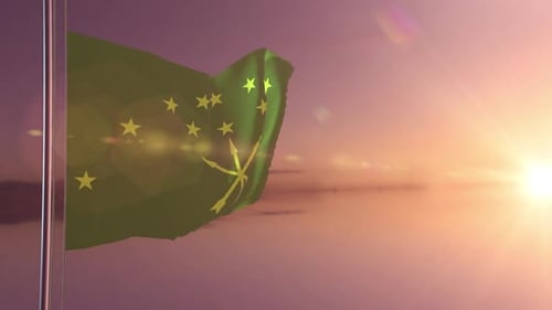 Realistic Waving Flag Animation at Sunset