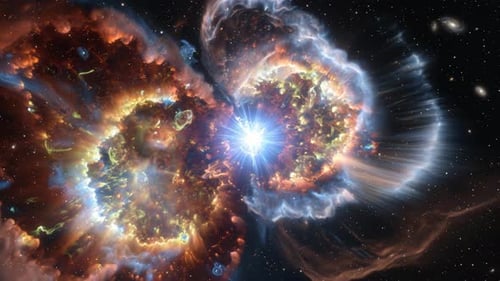 3d render star explosion, supernova in deep space, colored background