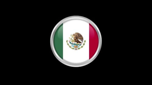Animated Glossy Circular Mexico Flag Button Reveal