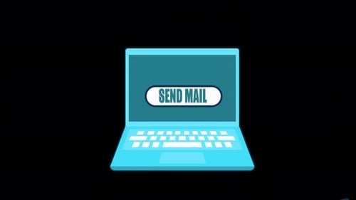 Send Business E Mail With Notebook On Alpha Channel 4K