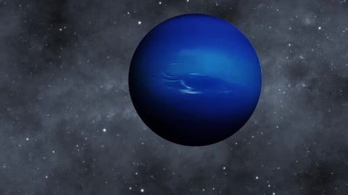 Rotating Blue Planet in Starry Cosmos Background