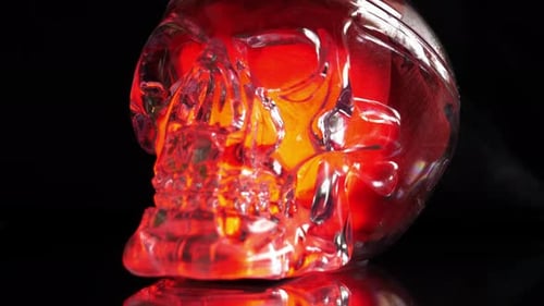 Slow pull back Red Skull of Death Halloween concept theme