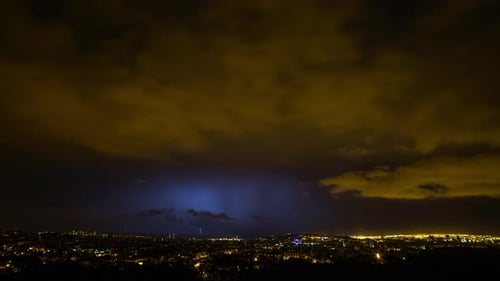 Lightning in Barcelona city, Catalonia, Spain