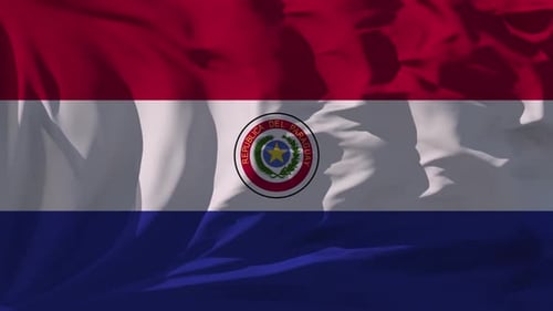 Waving Paraguay Flag with Realistic Fabric Motion Loop