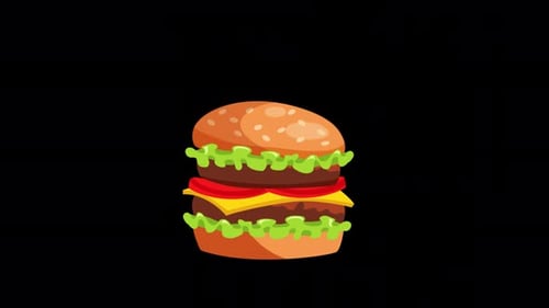 Falling Burger Animation Alpha Channel 4K