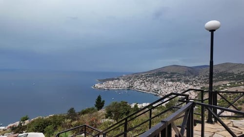 Saranda Sarandë Albania city Albanian riviera viewpoint summer time landscape